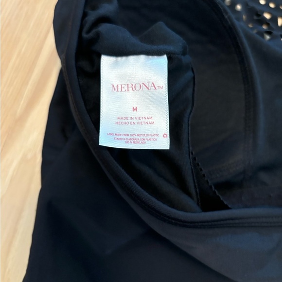 Merona Laser Cut Out Halter Tie One Piece Swimsuit Size Medium - Picture 6 of 7